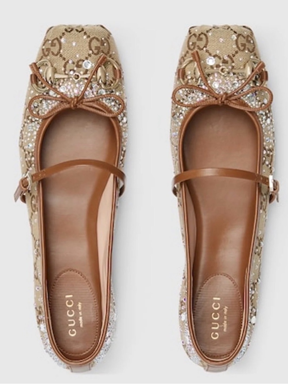 Gucci Horsebit Crystal Ballerina Flats